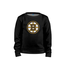 Детский свитшот хлопок с принтом Boston Bruins в Екатеринбурге, 100% хлопок | круглый вырез горловины, эластичные манжеты, пояс и воротник | Тематика изображения на принте: boston bruins | nhl | нхл | хоккей