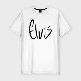 Мужская футболка премиум с принтом Elvis Aaron Presley в Екатеринбурге, 92% хлопок, 8% лайкра | приталенный силуэт, круглый вырез ворота, длина до линии бедра, короткий рукав | Тематика изображения на принте: elvis aaron presley элвис пресли