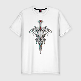 Мужская футболка премиум с принтом Ктулху в Екатеринбурге, 92% хлопок, 8% лайкра | приталенный силуэт, круглый вырез ворота, длина до линии бедра, короткий рукав | демон | ктулху | меч