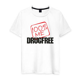 Мужская футболка хлопок с принтом Свободен от наркотиков в Екатеринбурге, 100% хлопок | прямой крой, круглый вырез горловины, длина до линии бедер, слегка спущенное плечо. | Тематика изображения на принте: drugfree | poisonfree | straight edge | sxe