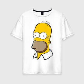 Женская футболка хлопок Oversize с принтом Homer в Екатеринбурге, 100% хлопок | свободный крой, круглый ворот, спущенный рукав, длина до линии бедер
 | homer simpson симпсоны барт гомер