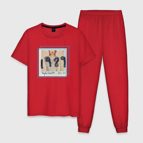 Мужская пижама хлопок с принтом ТС 1989 в Екатеринбурге, 100% хлопок | брюки и футболка прямого кроя, без карманов, на брюках мягкая резинка на поясе и по низу штанин
 | Тематика изображения на принте: 1989 | taylor swift | музыка | тэйлор свифт