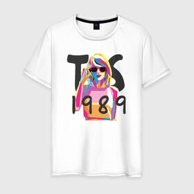 Мужская футболка хлопок с принтом TS 1989 в Екатеринбурге, 100% хлопок | прямой крой, круглый вырез горловины, длина до линии бедер, слегка спущенное плечо. | Тематика изображения на принте: 1989 | taylor swift | музыка | тэйлор свифт