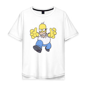 Мужская футболка хлопок Oversize с принтом Angry Homer в Екатеринбурге, 100% хлопок | свободный крой, круглый ворот, “спинка” длиннее передней части | angry homer simpson симпсон злой гомер барт