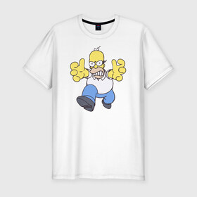 Мужская футболка премиум с принтом Angry Homer в Екатеринбурге, 92% хлопок, 8% лайкра | приталенный силуэт, круглый вырез ворота, длина до линии бедра, короткий рукав | angry homer simpson симпсон злой гомер барт