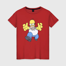 Женская футболка хлопок с принтом Angry Homer в Екатеринбурге, 100% хлопок | прямой крой, круглый вырез горловины, длина до линии бедер, слегка спущенное плечо | angry homer simpson симпсон злой гомер барт