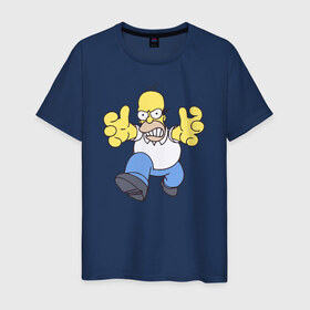 Мужская футболка хлопок с принтом Angry Homer в Екатеринбурге, 100% хлопок | прямой крой, круглый вырез горловины, длина до линии бедер, слегка спущенное плечо. | angry homer simpson симпсон злой гомер барт