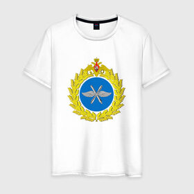 Мужская футболка хлопок с принтом Военно-воздушные силы в Екатеринбурге, 100% хлопок | прямой крой, круглый вырез горловины, длина до линии бедер, слегка спущенное плечо. | армия | военно воздушные силы | военный | войска | вооруженные | силы | служба | эмблема