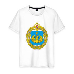 Мужская футболка хлопок с принтом Воздушно-десантные войска в Екатеринбурге, 100% хлопок | прямой крой, круглый вырез горловины, длина до линии бедер, слегка спущенное плечо. | армия | военный | воздушно десантные войска | войска | вооруженные | силы | служба | эмблема