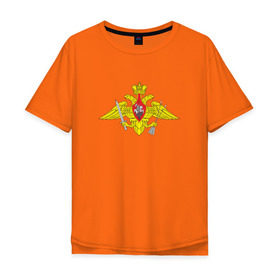 Мужская футболка хлопок Oversize с принтом РВСН средняя в Екатеринбурге, 100% хлопок | свободный крой, круглый ворот, “спинка” длиннее передней части | армия | военный | войска | вооруженные | рвсн средняя | силы | служба | эмблема