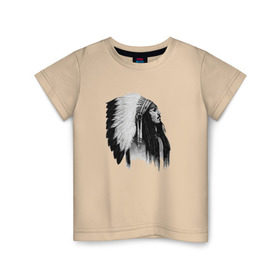 Детская футболка хлопок с принтом Джонни Депп в Екатеринбурге, 100% хлопок | круглый вырез горловины, полуприлегающий силуэт, длина до линии бедер | актер | джонни депп | индеец