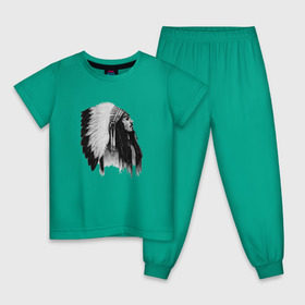 Детская пижама хлопок с принтом Джонни Депп в Екатеринбурге, 100% хлопок |  брюки и футболка прямого кроя, без карманов, на брюках мягкая резинка на поясе и по низу штанин
 | Тематика изображения на принте: актер | джонни депп | индеец