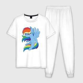 Мужская пижама хлопок с принтом Rainbow Dash Angry в Екатеринбурге, 100% хлопок | брюки и футболка прямого кроя, без карманов, на брюках мягкая резинка на поясе и по низу штанин
 | friendship is magic | my little pony | rainbow dash