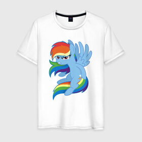 Мужская футболка хлопок с принтом Rainbow Dash Angry в Екатеринбурге, 100% хлопок | прямой крой, круглый вырез горловины, длина до линии бедер, слегка спущенное плечо. | Тематика изображения на принте: friendship is magic | my little pony | rainbow dash