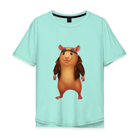Мужская футболка хлопок Oversize с принтом Хомяк в Екатеринбурге, 100% хлопок | свободный крой, круглый ворот, “спинка” длиннее передней части | арт | животные | зверь | няша | смешное | хомяк | хомячок