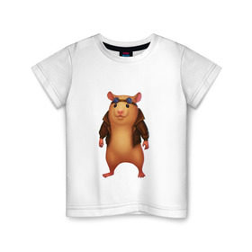 Детская футболка хлопок с принтом Хомяк в Екатеринбурге, 100% хлопок | круглый вырез горловины, полуприлегающий силуэт, длина до линии бедер | арт | животные | зверь | няша | смешное | хомяк | хомячок