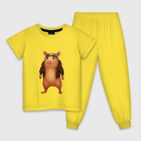 Детская пижама хлопок с принтом Хомяк в Екатеринбурге, 100% хлопок |  брюки и футболка прямого кроя, без карманов, на брюках мягкая резинка на поясе и по низу штанин
 | Тематика изображения на принте: арт | животные | зверь | няша | смешное | хомяк | хомячок
