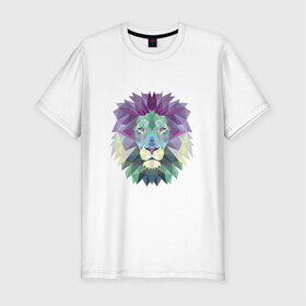 Мужская футболка премиум с принтом Царь зверей в Екатеринбурге, 92% хлопок, 8% лайкра | приталенный силуэт, круглый вырез ворота, длина до линии бедра, короткий рукав | swag | животные | лев | футболка с мордой льва царь зверейцарь зверей