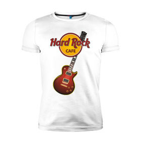 Мужская футболка премиум с принтом Hard Rock cafe в Екатеринбурге, 92% хлопок, 8% лайкра | приталенный силуэт, круглый вырез ворота, длина до линии бедра, короткий рукав | Тематика изображения на принте: гитара