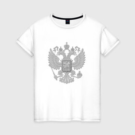 Женская футболка хлопок с принтом Герб России в Екатеринбурге, 100% хлопок | прямой крой, круглый вырез горловины, длина до линии бедер, слегка спущенное плечо | герб | россия | рф | я русский