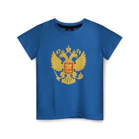 Детская футболка хлопок с принтом Герб России в Екатеринбурге, 100% хлопок | круглый вырез горловины, полуприлегающий силуэт, длина до линии бедер | герб | россия | рф | я русский