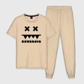 Мужская пижама хлопок с принтом Eatbrain Logo в Екатеринбурге, 100% хлопок | брюки и футболка прямого кроя, без карманов, на брюках мягкая резинка на поясе и по низу штанин
 | eatbrain | music | для любителей жирного neurofunk звучания.drum