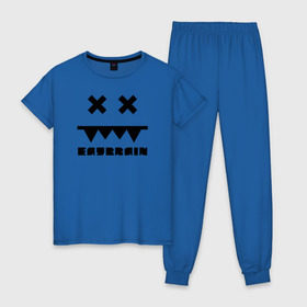 Женская пижама хлопок с принтом Eatbrain Logo в Екатеринбурге, 100% хлопок | брюки и футболка прямого кроя, без карманов, на брюках мягкая резинка на поясе и по низу штанин | eatbrain | music | для любителей жирного neurofunk звучания.drum