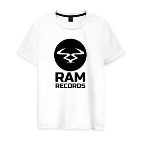 Мужская футболка хлопок с принтом Ram Records Main в Екатеринбурге, 100% хлопок | прямой крой, круглый вырез горловины, длина до линии бедер, слегка спущенное плечо. | drum | music | ram | records