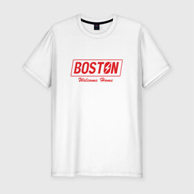 Мужская футболка премиум с принтом Fallout Boston Red в Екатеринбурге, 92% хлопок, 8% лайкра | приталенный силуэт, круглый вырез ворота, длина до линии бедра, короткий рукав | 