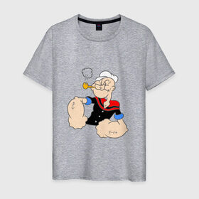 Мужская футболка хлопок с принтом Папай в Екатеринбурге, 100% хлопок | прямой крой, круглый вырез горловины, длина до линии бедер, слегка спущенное плечо. | 