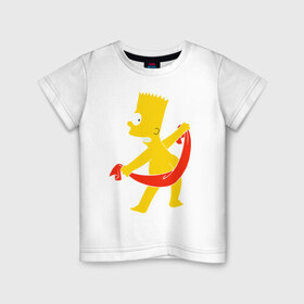 Детская футболка хлопок с принтом Барт с полотенцем в Екатеринбурге, 100% хлопок | круглый вырез горловины, полуприлегающий силуэт, длина до линии бедер | Тематика изображения на принте: барт с полотенцем the simpson симпсоны bart