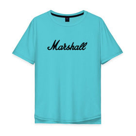Мужская футболка хлопок Oversize с принтом Marshall logo в Екатеринбурге, 100% хлопок | свободный крой, круглый ворот, “спинка” длиннее передней части | guitars | marshall | music | гитары | музыка
