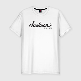 Мужская футболка премиум с принтом Jackson logo в Екатеринбурге, 92% хлопок, 8% лайкра | приталенный силуэт, круглый вырез ворота, длина до линии бедра, короткий рукав | guitars | jackson | music | гитары | музыка
