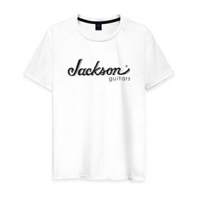 Мужская футболка хлопок с принтом Jackson logo в Екатеринбурге, 100% хлопок | прямой крой, круглый вырез горловины, длина до линии бедер, слегка спущенное плечо. | guitars | jackson | music | гитары | музыка