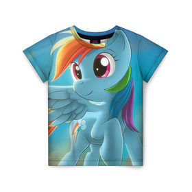 Детская футболка 3D с принтом My littlle pony в Екатеринбурге, 100% гипоаллергенный полиэфир | прямой крой, круглый вырез горловины, длина до линии бедер, чуть спущенное плечо, ткань немного тянется | littlle | littlle pony | pony | пони
