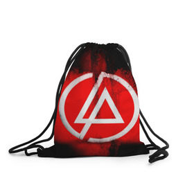 Рюкзак-мешок 3D с принтом Linkin Park в Екатеринбурге, 100% полиэстер | плотность ткани — 200 г/м2, размер — 35 х 45 см; лямки — толстые шнурки, застежка на шнуровке, без карманов и подкладки | linkin park | линкин парк | логотип | рок