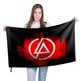 Флаг 3D с принтом Linkin Park в Екатеринбурге, 100% полиэстер | плотность ткани — 95 г/м2, размер — 67 х 109 см. Принт наносится с одной стороны | linkin park | линкин парк | логотип | рок