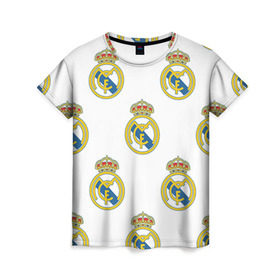 Женская футболка 3D с принтом Real Madrid в Екатеринбурге, 100% полиэфир ( синтетическое хлопкоподобное полотно) | прямой крой, круглый вырез горловины, длина до линии бедер | real madrid | реал мадрид | спорт | фк | футбол