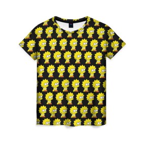 Женская футболка 3D с принтом Лиза Симпсон в Екатеринбурге, 100% полиэфир ( синтетическое хлопкоподобное полотно) | прямой крой, круглый вырез горловины, длина до линии бедер | simpsons | лиза | симпсоны