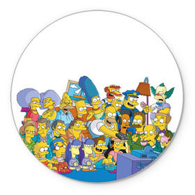 Коврик круглый с принтом Симпсоны в Екатеринбурге, резина и полиэстер | круглая форма, изображение наносится на всю лицевую часть | гомер