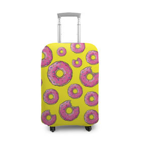 Чехол для чемодана 3D с принтом Пончики в Екатеринбурге, 86% полиэфир, 14% спандекс | двустороннее нанесение принта, прорези для ручек и колес | donut | simpsons | паттерн | пончик