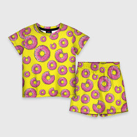 Детский костюм с шортами 3D с принтом Пончики в Екатеринбурге,  |  | donut | simpsons | паттерн | пончик