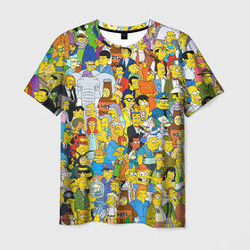 Мужская футболка 3D с принтом Симпсоны в Екатеринбурге, 100% полиэфир | прямой крой, круглый вырез горловины, длина до линии бедер | гомер