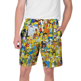 Мужские шорты 3D с принтом Симпсоны в Екатеринбурге,  полиэстер 100% | прямой крой, два кармана без застежек по бокам. Мягкая трикотажная резинка на поясе, внутри которой широкие завязки. Длина чуть выше колен | гомер