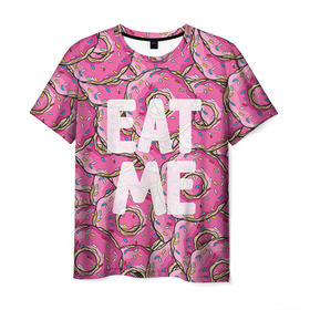 Мужская футболка 3D с принтом Eat me в Екатеринбурге, 100% полиэфир | прямой крой, круглый вырез горловины, длина до линии бедер | гомер