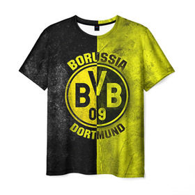 Мужская футболка 3D с принтом BVB в Екатеринбурге, 100% полиэфир | прямой крой, круглый вырез горловины, длина до линии бедер | bvb | спорт | фк | футбол