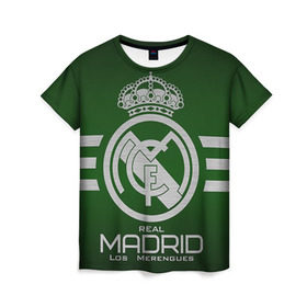 Женская футболка 3D с принтом Real Madrid в Екатеринбурге, 100% полиэфир ( синтетическое хлопкоподобное полотно) | прямой крой, круглый вырез горловины, длина до линии бедер | real madrid | реал мадрид | спорт | футбол