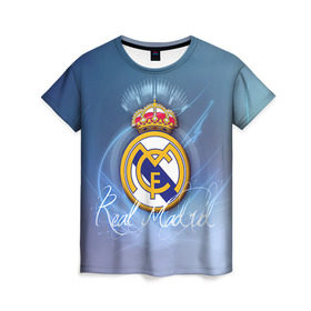 Женская футболка 3D с принтом Real Madrid в Екатеринбурге, 100% полиэфир ( синтетическое хлопкоподобное полотно) | прямой крой, круглый вырез горловины, длина до линии бедер | real madrid | реал мадрид | спорт | футбол