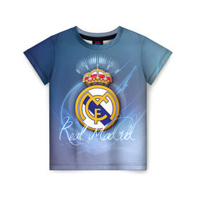 Детская футболка 3D с принтом Real Madrid в Екатеринбурге, 100% гипоаллергенный полиэфир | прямой крой, круглый вырез горловины, длина до линии бедер, чуть спущенное плечо, ткань немного тянется | Тематика изображения на принте: real madrid | реал мадрид | спорт | футбол