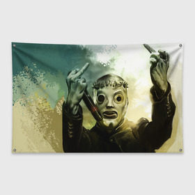Флаг-баннер с принтом Slipknot в Екатеринбурге, 100% полиэстер | размер 67 х 109 см, плотность ткани — 95 г/м2; по краям флага есть четыре люверса для крепления | deth | rock | slipknot | маска | мрак | рок | слипнот